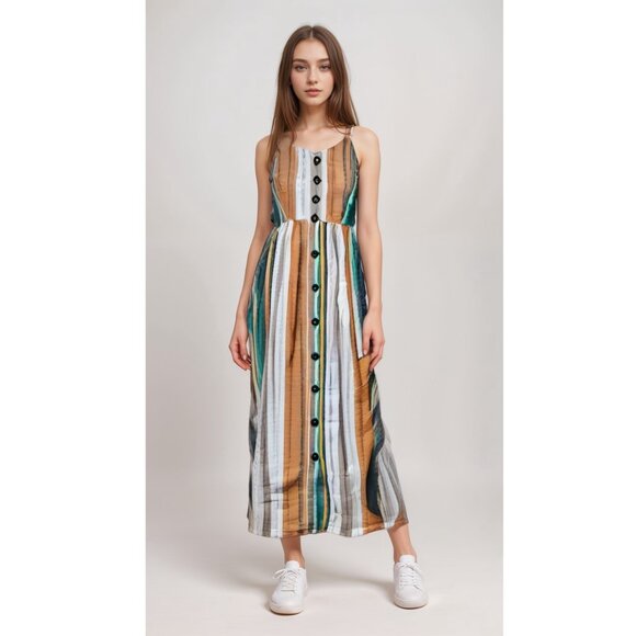 JAPNA Women's Striped Button-Front Midi Dress Multicolor Size S - Picture 1 of 10